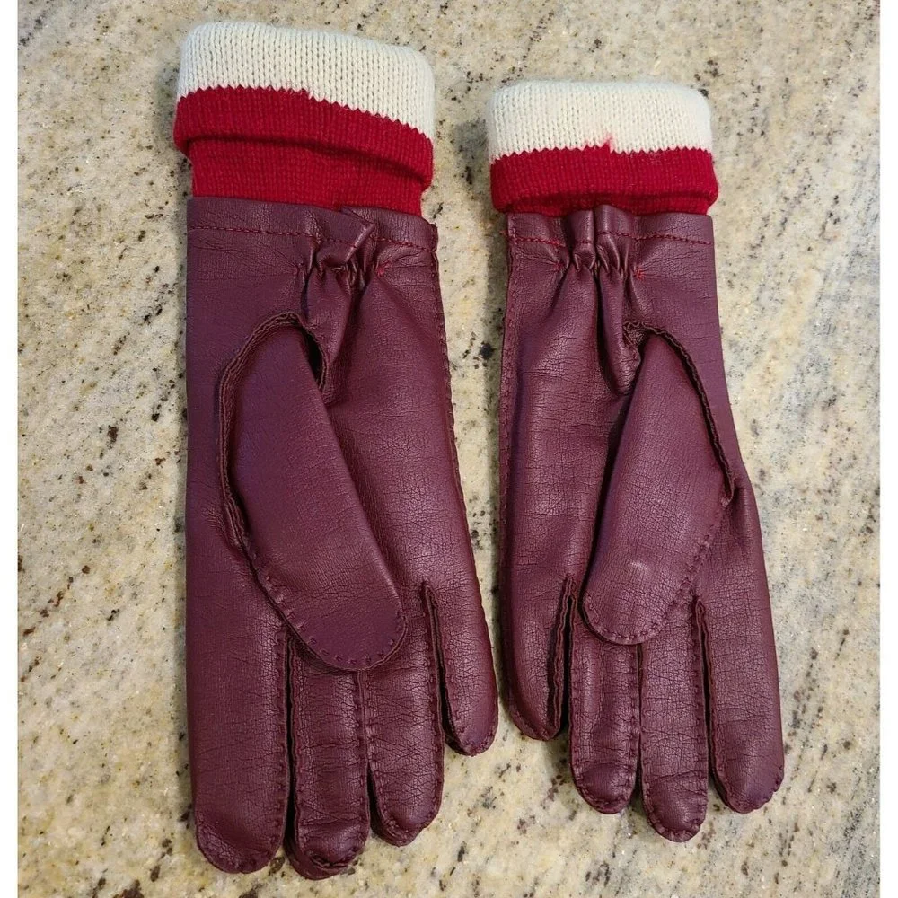 Vintage Faux Leather Vinyl Acrylic Knit 10.5
